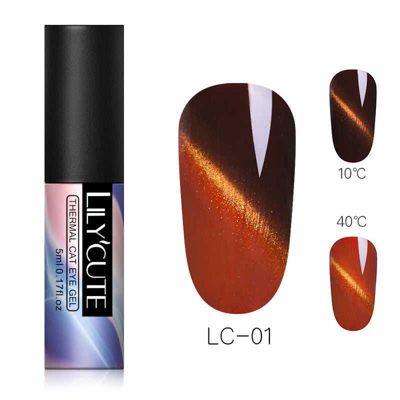 Thermochromic phototherapy gel gradient flash powder cat eye glue - Color: E1