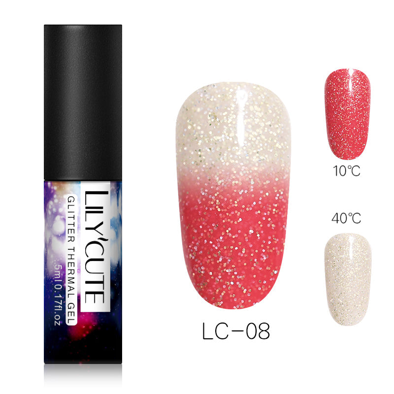 Thermochromic phototherapy gel gradient flash powder cat eye glue - Color: D8