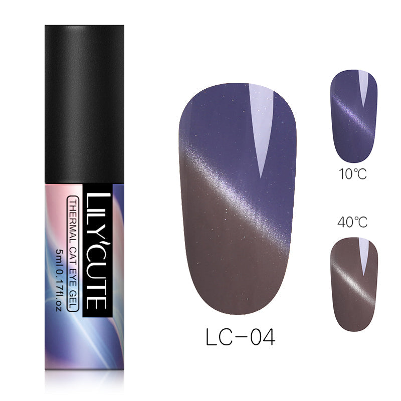 Thermochromic phototherapy gel gradient flash powder cat eye glue - Color: E4
