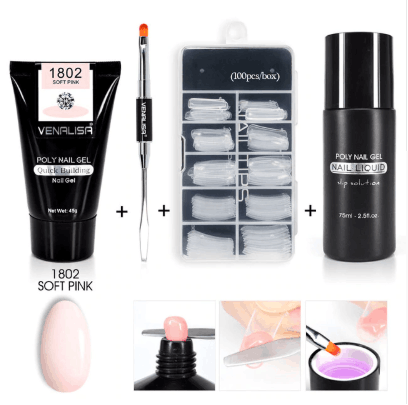 Venalisa Poly Nail Gel Kit Nail Fesign Builder Nail Gel Acrylic Transparent Crystal Coumuflage Set Nail Extend Jelly Gel Polish - style: 1802 style