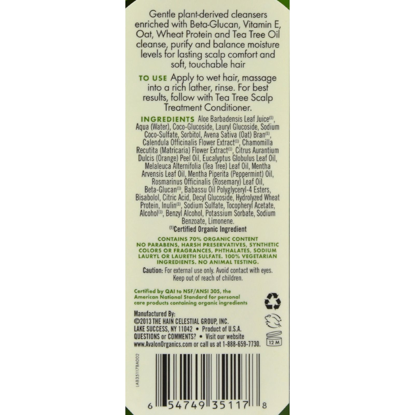 Avalon Organics Scalp Treatment Tea Tree Shampoo - 11 fl oz