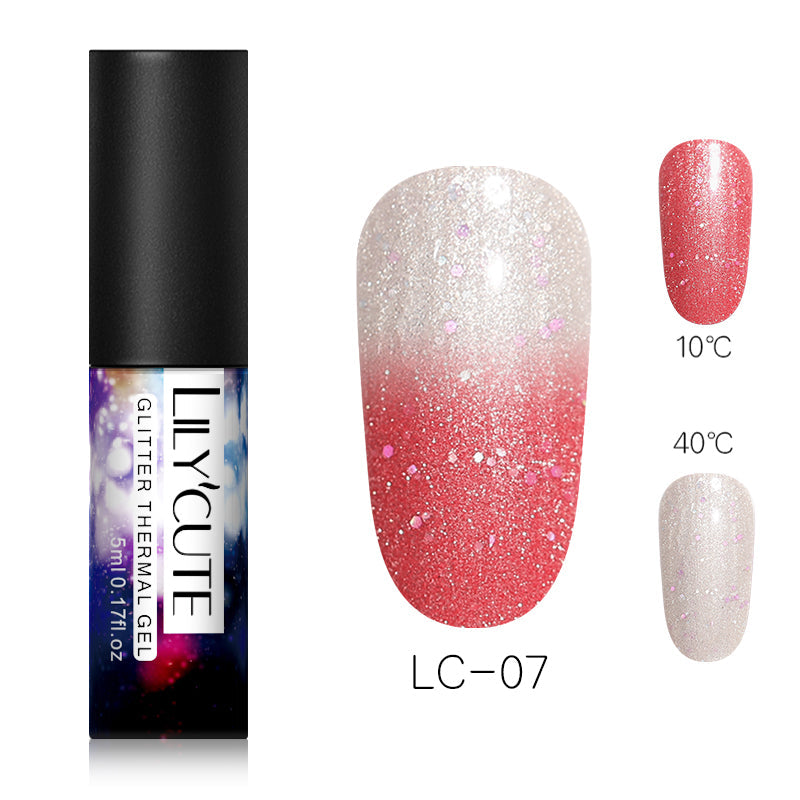 Thermochromic phototherapy gel gradient flash powder cat eye glue - Color: D7