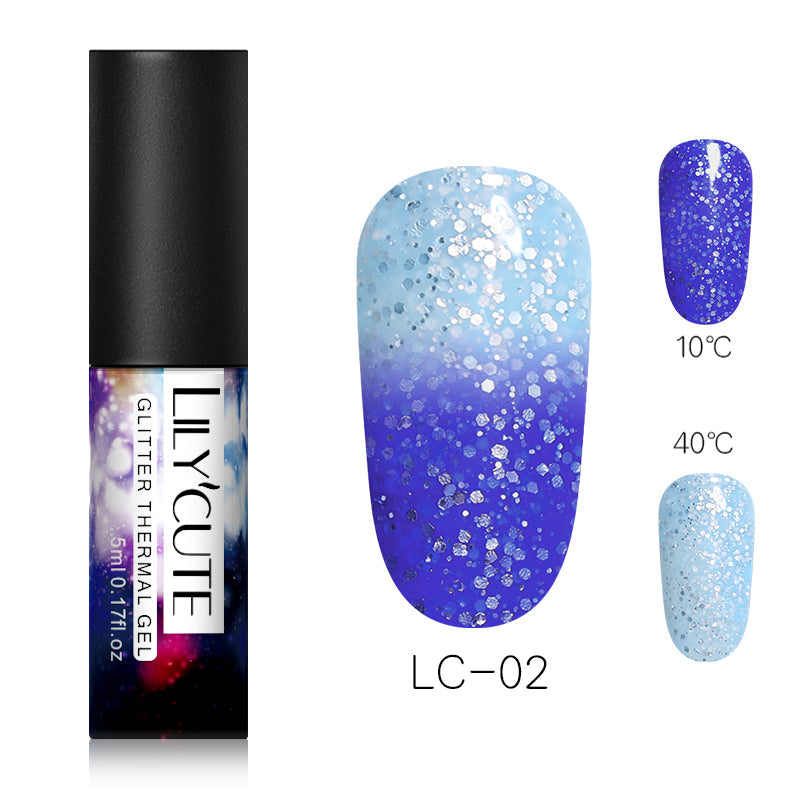 Thermochromic phototherapy gel gradient flash powder cat eye glue - Color: D2