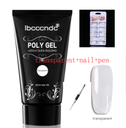 Color: Transparent+nail+pen - Painless and rapid extension of crystal glue