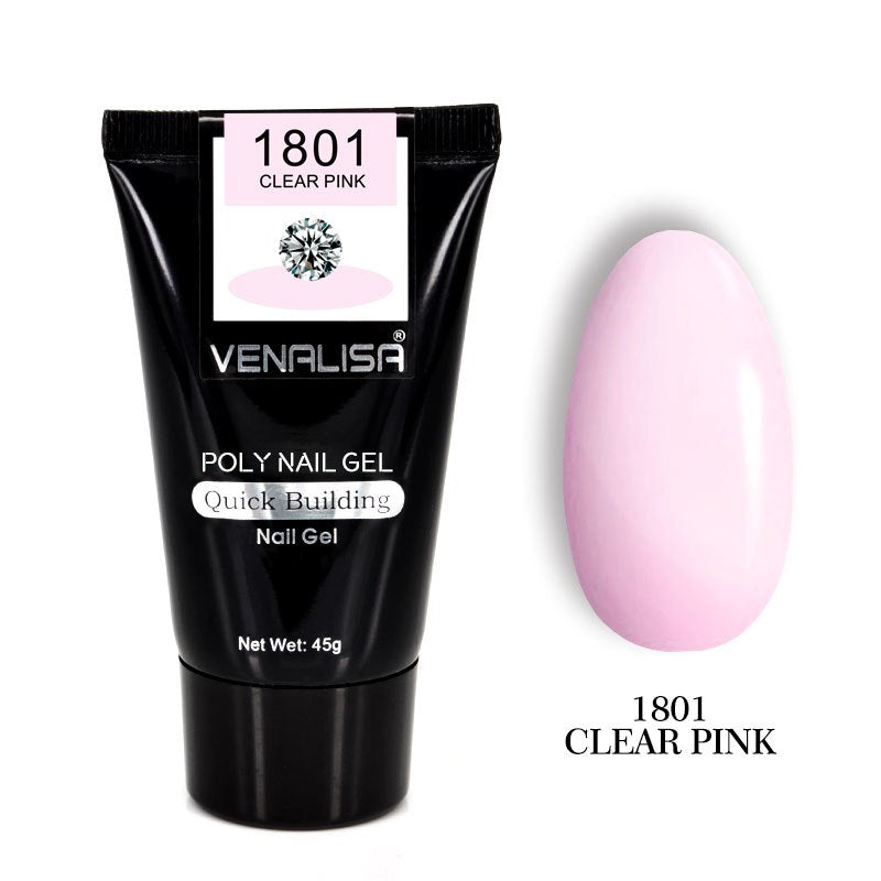 Venalisa Poly Nail Gel Kit Nail Fesign Builder Nail Gel Acrylic Transparent Crystal Coumuflage Set Nail Extend Jelly Gel Polish - style: 1801 clear Pink