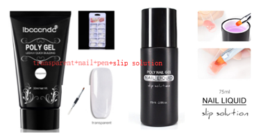 Color: Transparent+nail+pen+slip solution - Painless and rapid extension of crystal glue