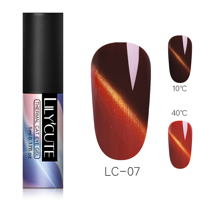 Thermochromic phototherapy gel gradient flash powder cat eye glue - Color: E7