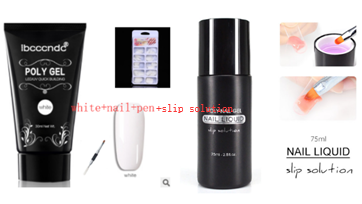 Color: White+nail+pen+slip solution - Painless and rapid extension of crystal glue