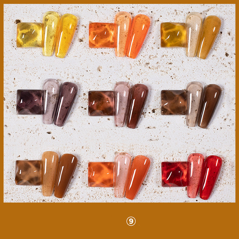Color: All Color Set - 9 Colors Amber Set UV Gel Nail Polish Ice Penetration Soak Off Shining