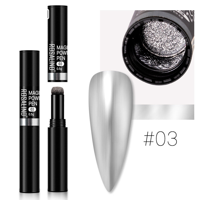 Color: 3 color - Manicure Air Cushion Magic Mirror Pen Mermaid Magic Mirror Powder Solid Powder Mirror Aurora Nail Pen Lazy Pen Laser Nail Powder