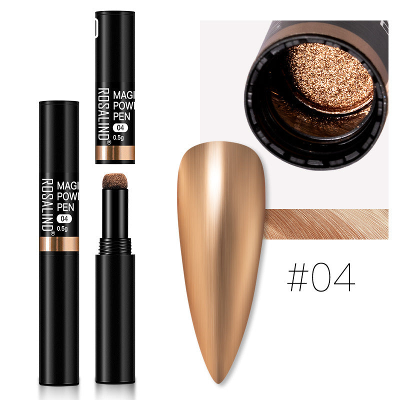 Color: 4 color - Manicure Air Cushion Magic Mirror Pen Mermaid Magic Mirror Powder Solid Powder Mirror Aurora Nail Pen Lazy Pen Laser Nail Powder