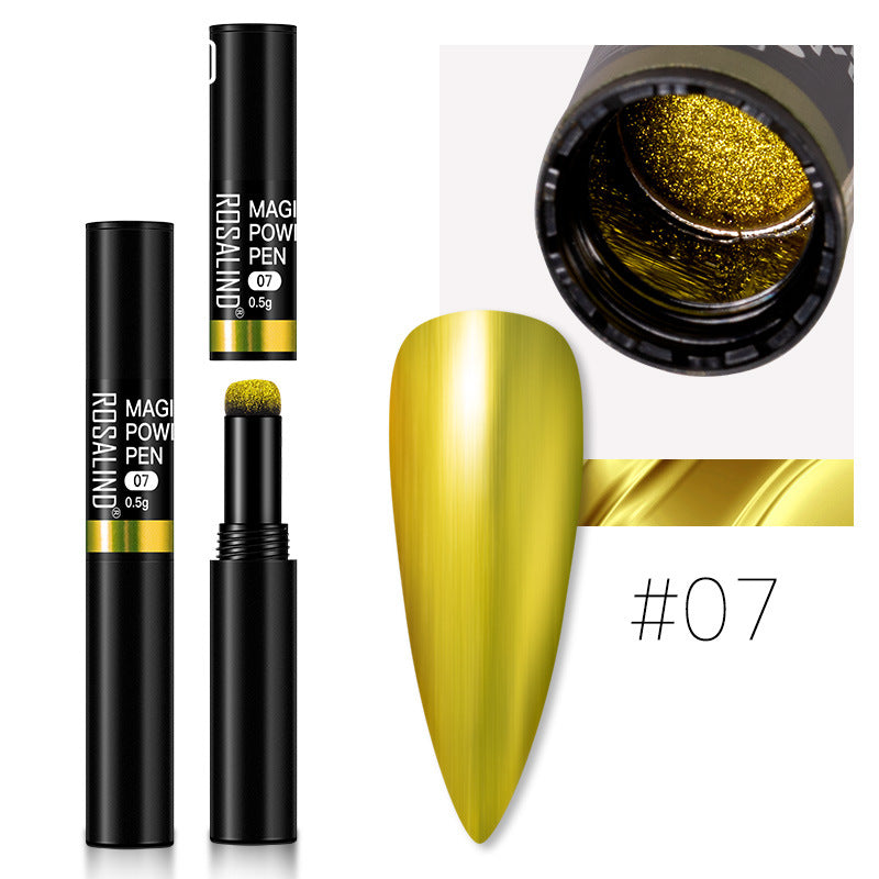Color: 7 color - Manicure Air Cushion Magic Mirror Pen Mermaid Magic Mirror Powder Solid Powder Mirror Aurora Nail Pen Lazy Pen Laser Nail Powder