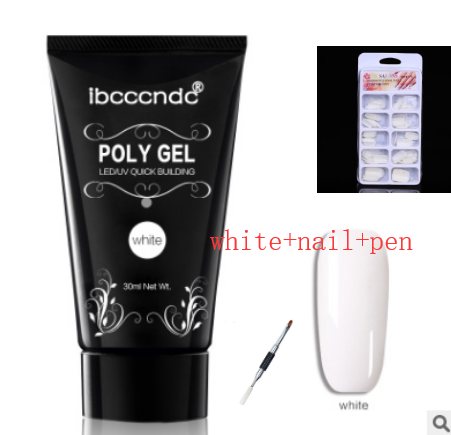 Color: White+nail+pen - Painless and rapid extension of crystal glue