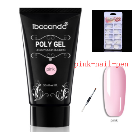 Color: Pink+nail+pen - Painless and rapid extension of crystal glue