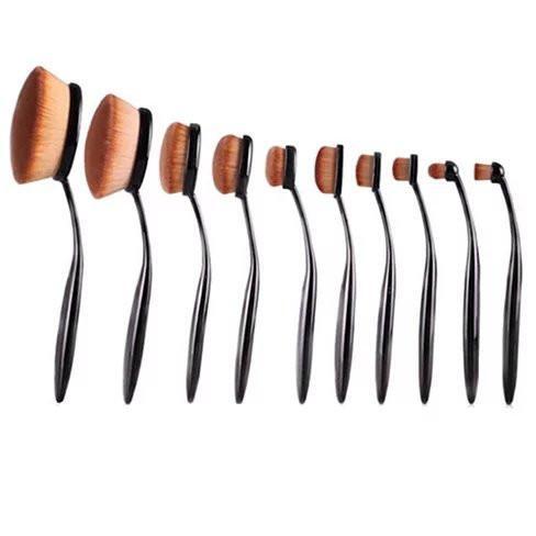 Colors: Black - Beauty Experts Set of 10 Oval Beauty Brushes