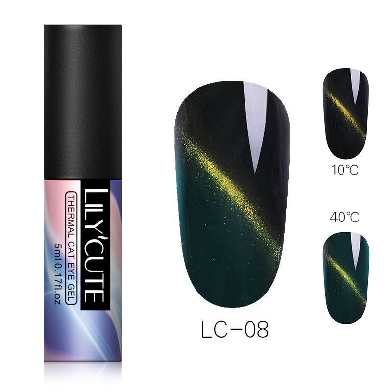 Thermochromic phototherapy gel gradient flash powder cat eye glue - Color: E8