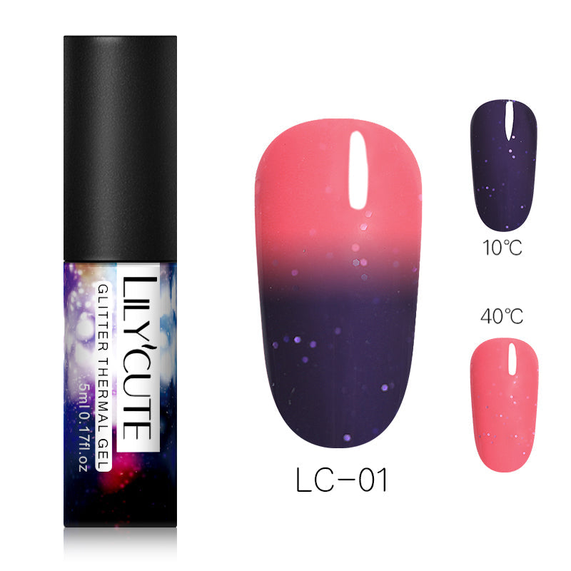 Thermochromic phototherapy gel gradient flash powder cat eye glue - Color: D1