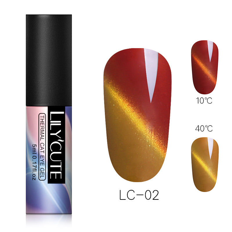 Thermochromic phototherapy gel gradient flash powder cat eye glue - Color: E2