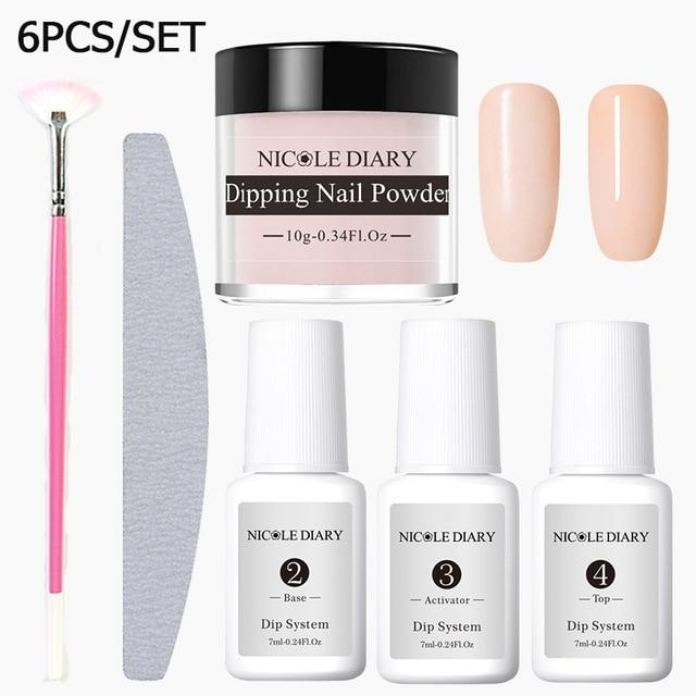Scrub Sticky Powder Nail Wetting Powder - Color: 6PCS SET B