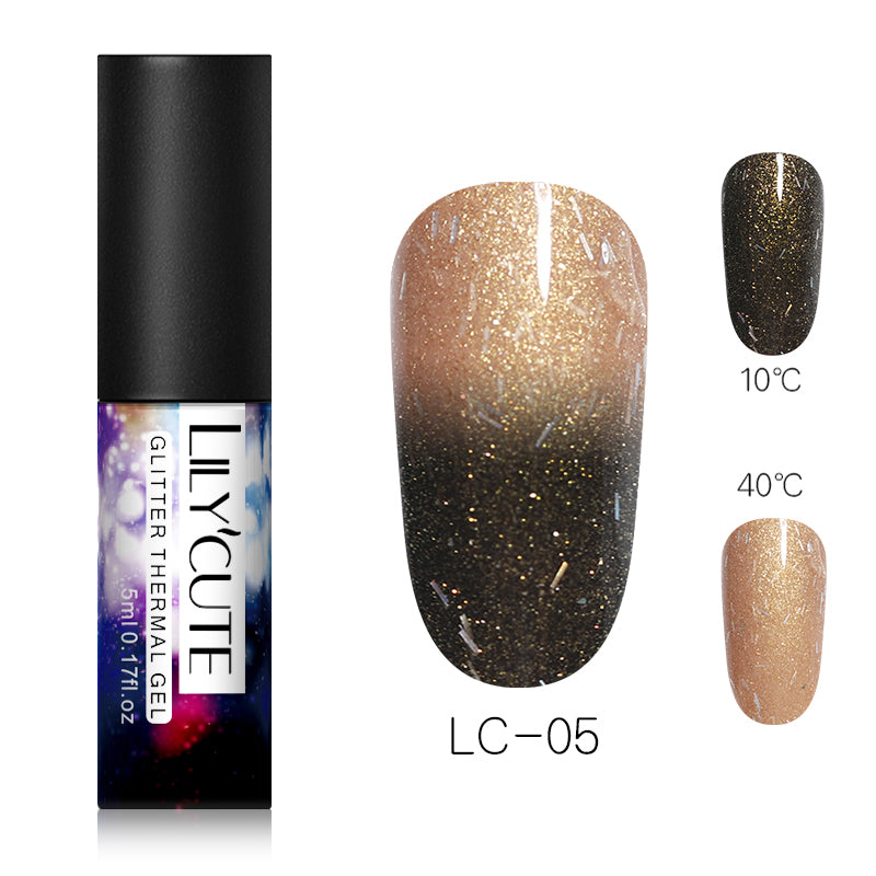 Thermochromic phototherapy gel gradient flash powder cat eye glue - Color: D5