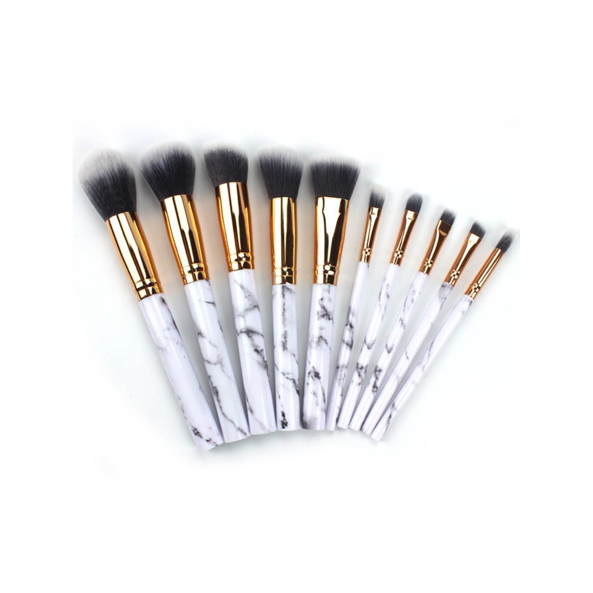 Color: White Luster - La Canica 10 In 1 Makeup Brush Set With Travel Friendly Container