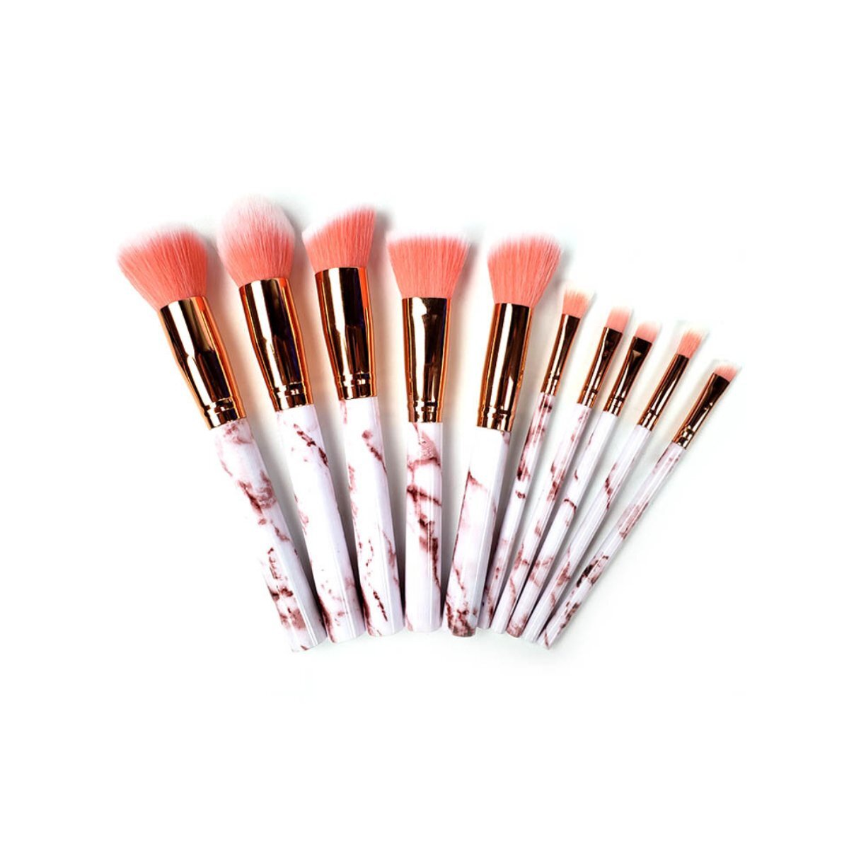 Color: Pink Glow - La Canica 10 In 1 Makeup Brush Set With Travel Friendly Container