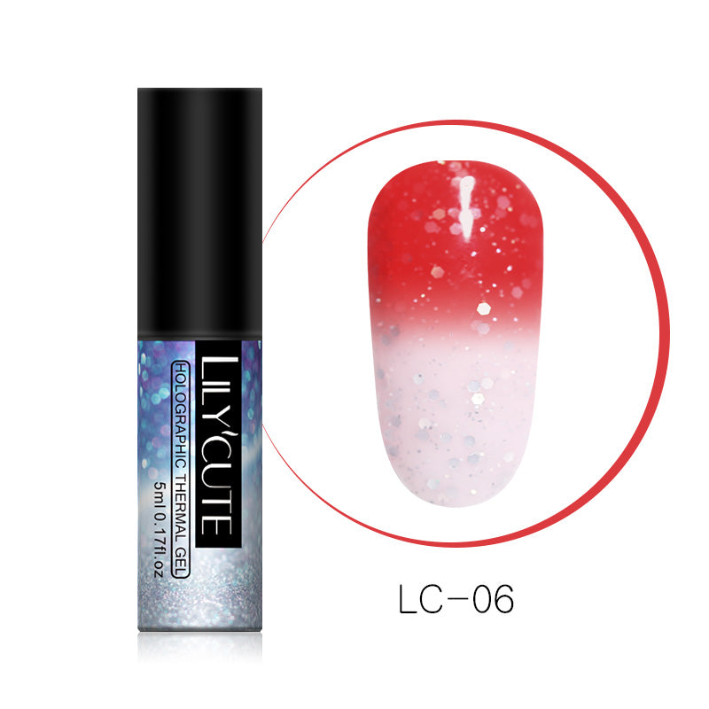 Thermochromic phototherapy gel gradient flash powder cat eye glue - Color: A6