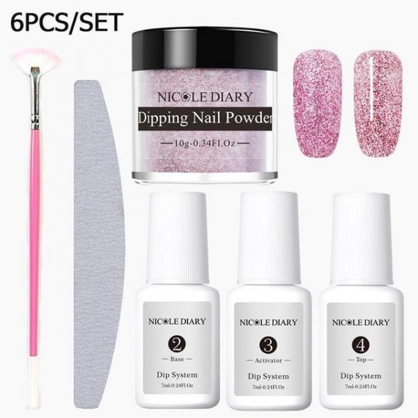 Scrub Sticky Powder Nail Wetting Powder - Color: 6PCS