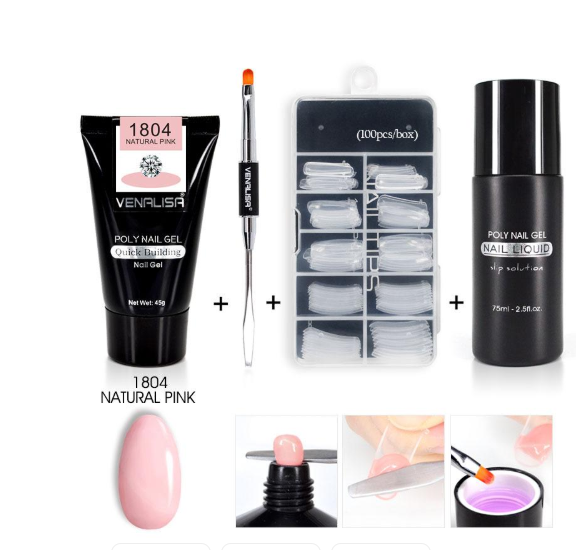 Venalisa Poly Nail Gel Kit Nail Fesign Builder Nail Gel Acrylic Transparent Crystal Coumuflage Set Nail Extend Jelly Gel Polish - style: 1804 style