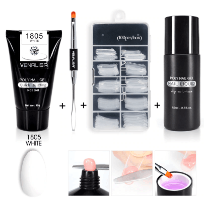 Venalisa Poly Nail Gel Kit Nail Fesign Builder Nail Gel Acrylic Transparent Crystal Coumuflage Set Nail Extend Jelly Gel Polish - style: 1805 style