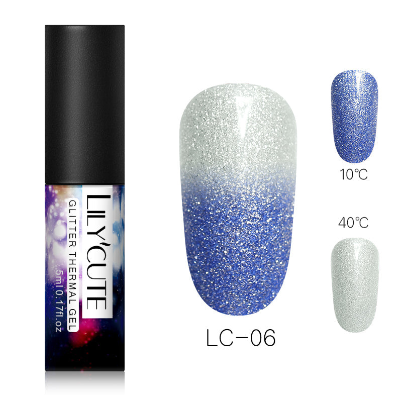 Thermochromic phototherapy gel gradient flash powder cat eye glue - Color: D6