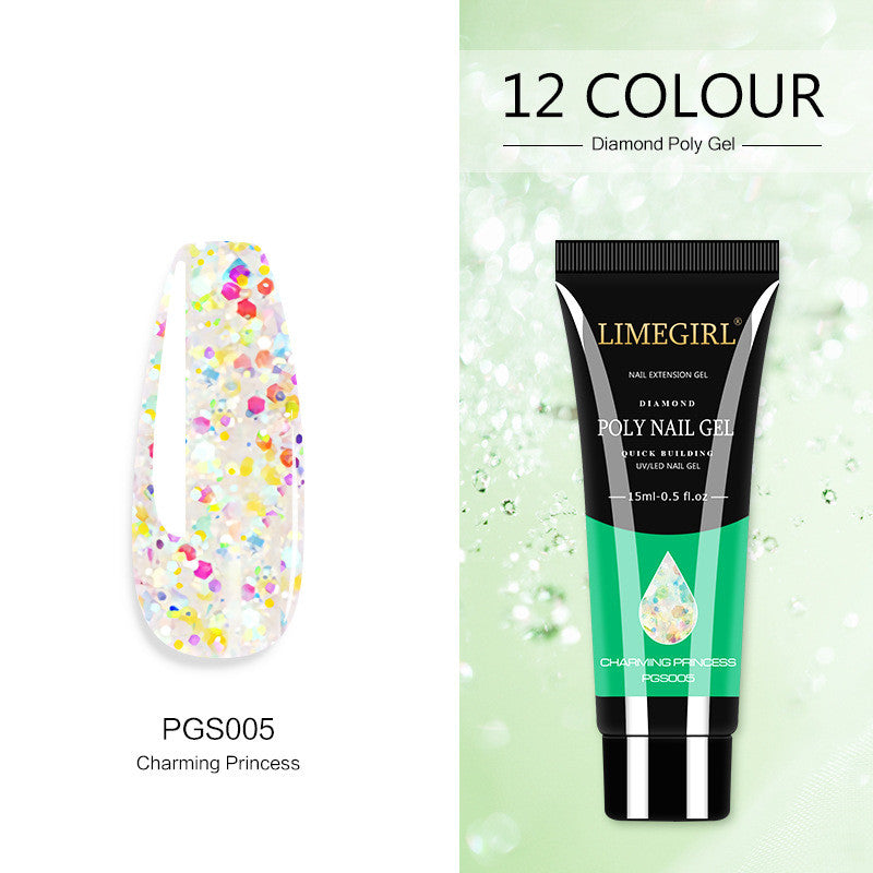 style: PJS005 - 12 Color Nail Art Glitter Powder Extension Gel Nail Art Sequin Extension Gel Painless