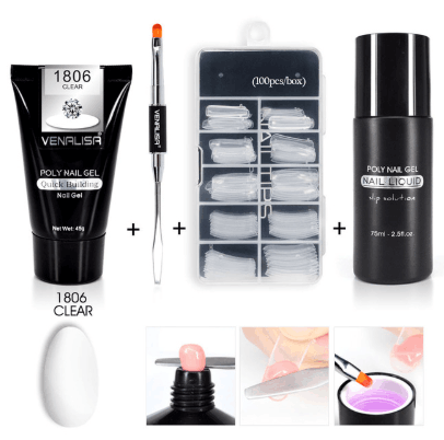 Venalisa Poly Nail Gel Kit Nail Fesign Builder Nail Gel Acrylic Transparent Crystal Coumuflage Set Nail Extend Jelly Gel Polish - style: 1806 style