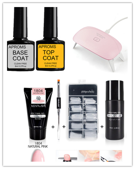 Venalisa Poly Nail Gel Kit Nail Fesign Builder Nail Gel Acrylic Transparent Crystal Coumuflage Set Nail Extend Jelly Gel Polish - style: 1084set
