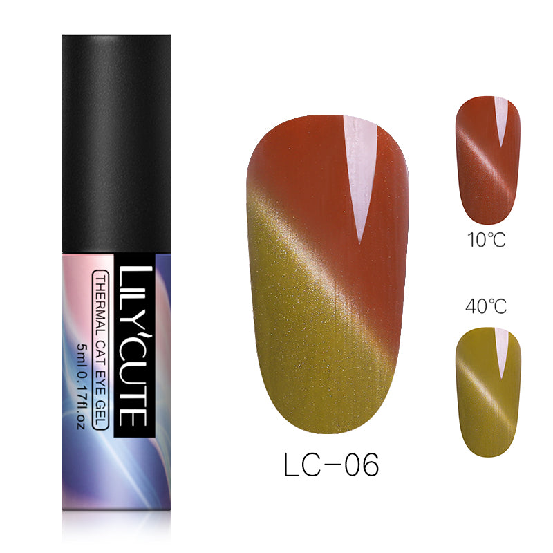 Thermochromic phototherapy gel gradient flash powder cat eye glue - Color: E6