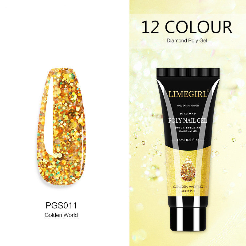 style: PJS011 - 12 Color Nail Art Glitter Powder Extension Gel Nail Art Sequin Extension Gel Painless