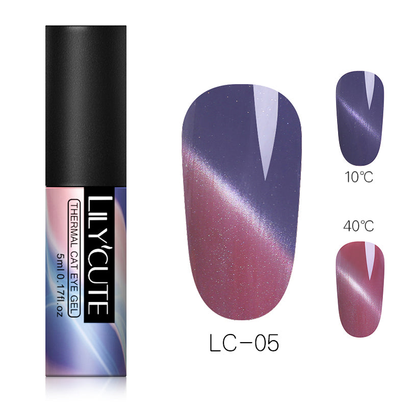 Thermochromic phototherapy gel gradient flash powder cat eye glue - Color: E5