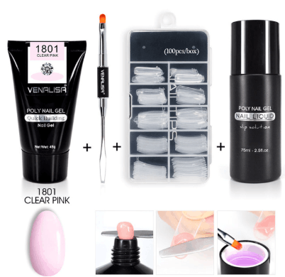 Venalisa Poly Nail Gel Kit Nail Fesign Builder Nail Gel Acrylic Transparent Crystal Coumuflage Set Nail Extend Jelly Gel Polish - style: 1801 style
