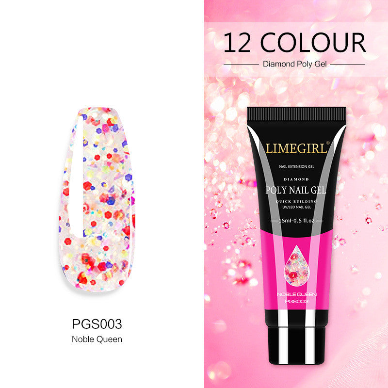 style: PJS003 - 12 Color Nail Art Glitter Powder Extension Gel Nail Art Sequin Extension Gel Painless