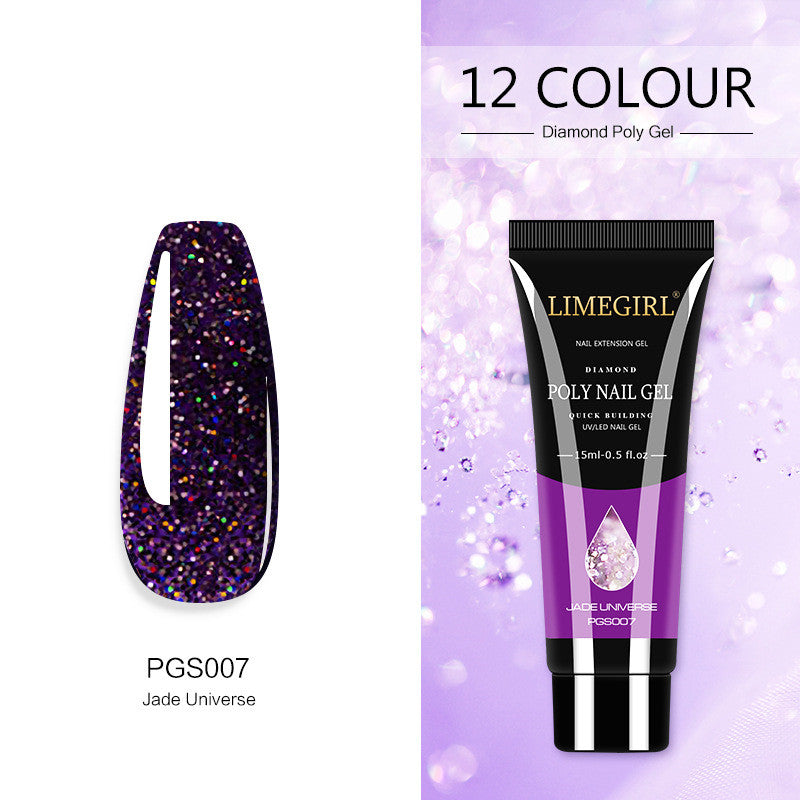style: PJS007 - 12 Color Nail Art Glitter Powder Extension Gel Nail Art Sequin Extension Gel Painless