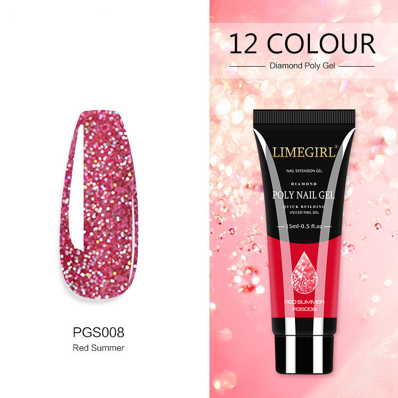 style: PJS008 - 12 Color Nail Art Glitter Powder Extension Gel Nail Art Sequin Extension Gel Painless